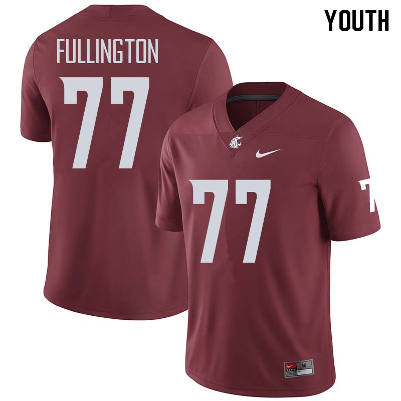 Youth #77 John Fullington Washington State Cougars College Football Jerseys Sale-Crimson